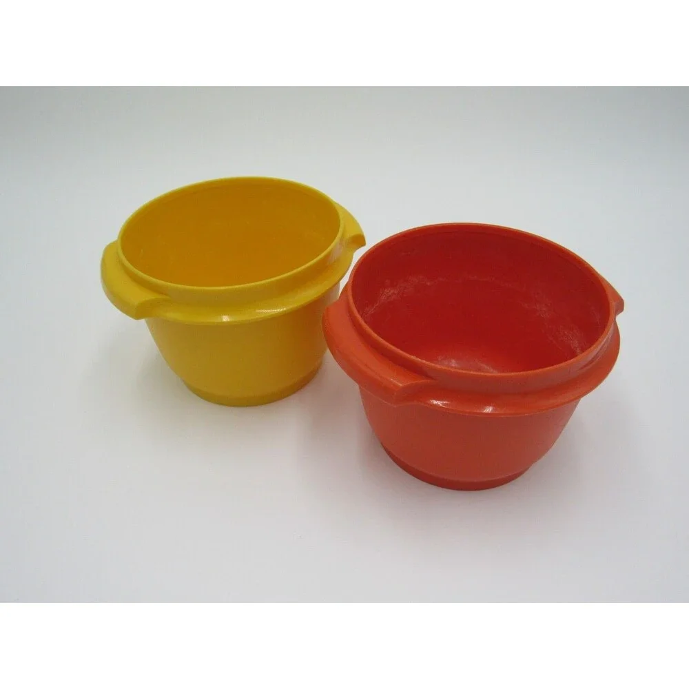 Tupperware Servalier 886 Orange Yellow Harvest Bowls Vintage 70s Retro Soup Cup
